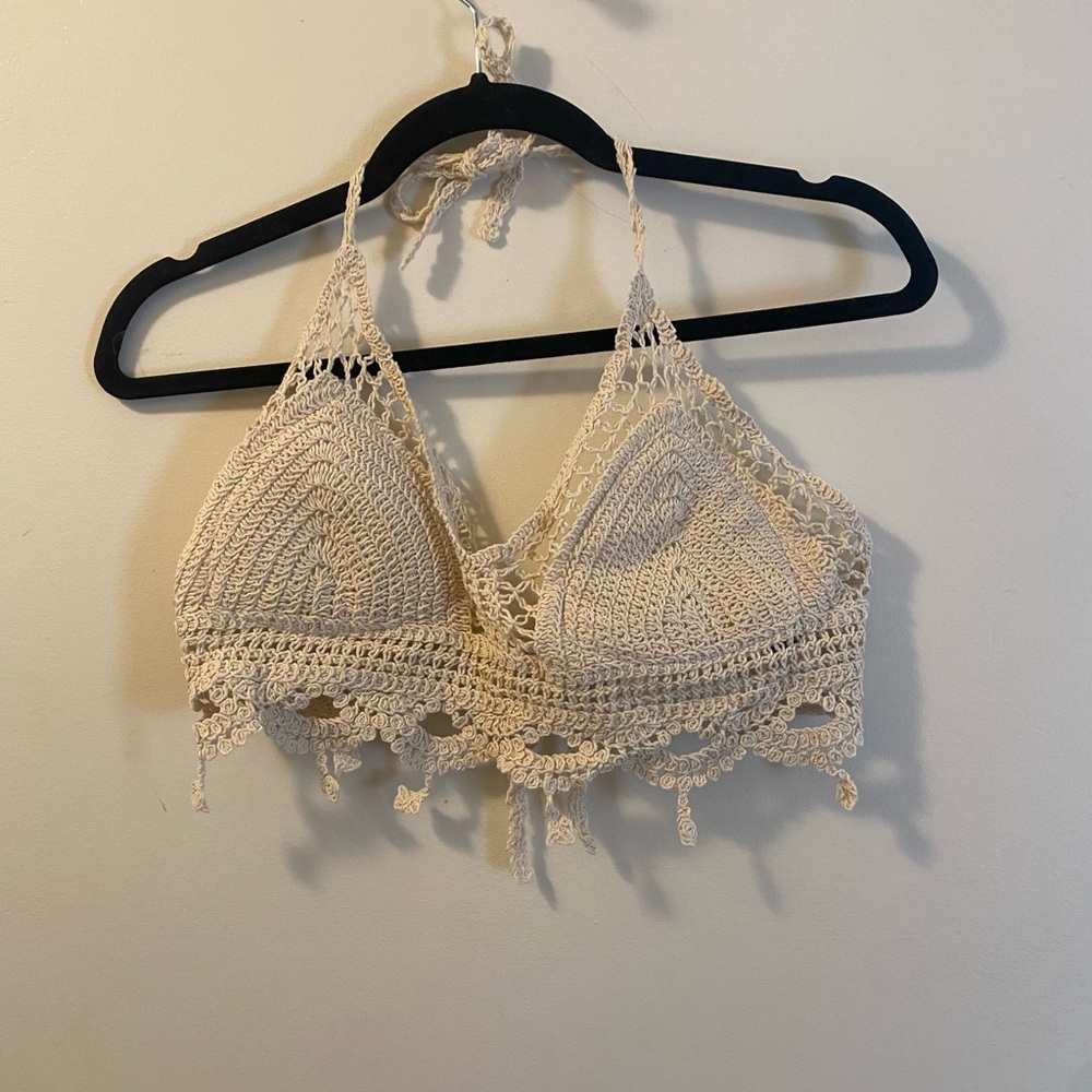Shein Crochet Halter Top in Cream
